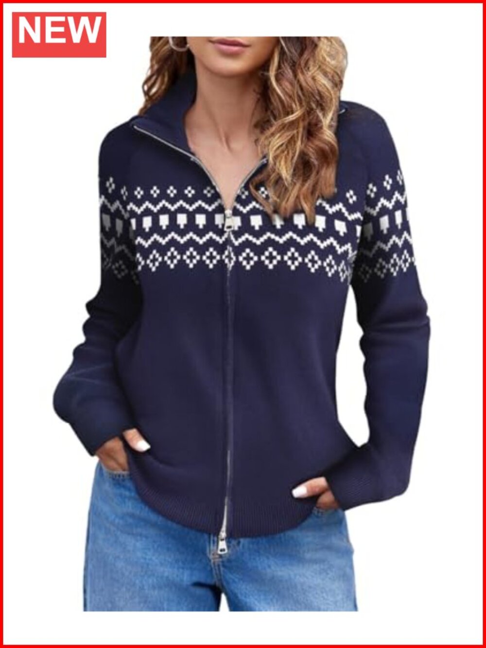 Plus Size Zip Up Knit Cardigan Long Sleeve Collared Sweater Jacket
